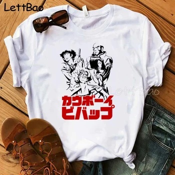 JAPONIJOS Anime Kaubojus Bebop Smaigalys Juokingi Marškinėliai Moterims Naujas Baltos spalvos Atsitiktinis Marškinėlius Japonų Manga Unisex Streetwear Medvilnė , T-shirt