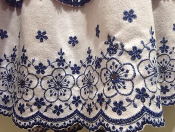 Japonijos L*z lisa Mėlynos ir Baltos spalvos Porceliano Išsiuvinėti Nėriniai Lankas Trumpas Sijonas