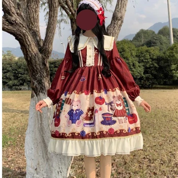 Japonijos Saldus Kawaii Jsk Lolita Dress Moterų Derliaus Viktorijos Gotika ilgomis Rankovėmis Princesė Šalis Suknelės Cosplay Lolita SL4020