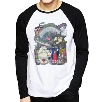 Japonų Anime Totoro ilgomis rankovėmis Marškinėliai Vyrams Studio Ghibli Hayao Miyazaki Anime Dvasia Toli Marškinėliai Vyrams, Moterims, Drabužiai, Marškinėliai