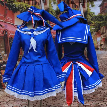 Japonų Anime Wadanohara ir Didžiosios Mėlyna Jūra Cosplay Kostiumų Cute Lolita Dress Kawaii Girl Sailor Tiktų karinio jūrų Laivyno Apykaklės