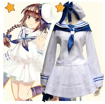 Japonų Anime Wadanohara ir Didžiosios Mėlyna Jūra Cosplay Kostiumų Cute Lolita Dress Kawaii Girl Sailor Tiktų karinio jūrų Laivyno Apykaklės