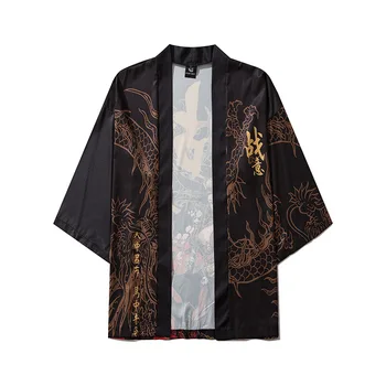 Japonų kimono megztinis vyrams haori yukata vyrų samurajus kostiumo kimono apranga striukė vyrai kimono marškinėliai yukata haori