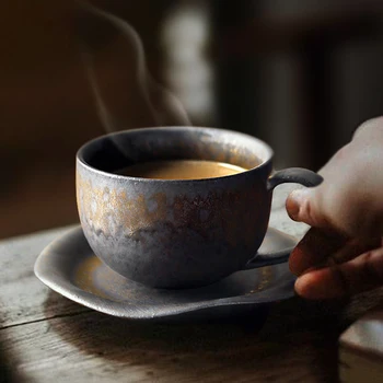 Japonų Porceliano Arbatos Puodeliai Retro Kavos Puodelio Senovinių Buitinių Vandens Puodelis Puodelis Juodos Tazas De Ceramica Creativas Latte Puodelis Teacup