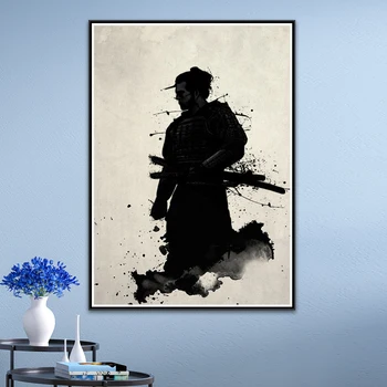 Japonų Samurajus Drobė, Tapyba, Modernus Sienos Menas Nuotraukas Abstrakčiai Už Kambarį Namo Apdaila Plakatai Ir Spausdina