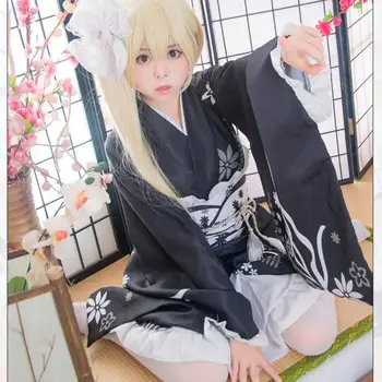 Japonų Stiliaus Moteris Kimono Elegantiškas Gėlių Spausdinti Etapo Rezultatus Kostiumas Derliaus Originalus Tradicija Yukata Suknelė Cosplay Skraiste