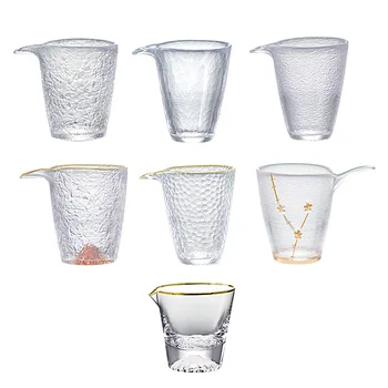 Japonų Stiliaus Stiklo Tikroji Taurė Paprasta su Glod Ratlankio Arbatos gamintojas Kung Fu Arbatos Lique Daliklis Gongdao Puodelis Teaware
