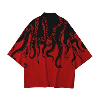 Japonų Stiliaus Suaugusiųjų Kimono Yukata Drabužiai Laisvi Spausdinti Haori Atsitiktinis Megztinis Moterims, Vyrams Marškinėliai Negabaritinių 4XL Streetwear T-Shirt