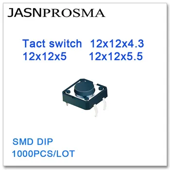 JASNPROSMA Tact switch 1000PCS/daug 12x12x4.3 12x12x5 12x12x5.5 SMD CINKAVIMAS Ketaus dangčiu arba Vario, padengti Aukštos kokybės 12*12*4.3 12*12*5