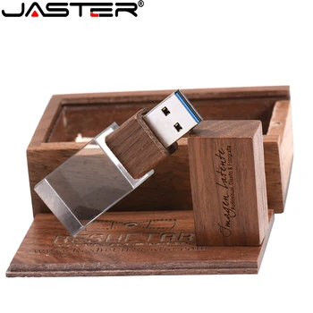 JASTER Stilingas medinis kristalų kūrybos USB 2.0 flash drive 4GB 8GB 16GB 32GB 64GB Fotografijos Atminties saugojimo U disko NEMOKAMA LOGO