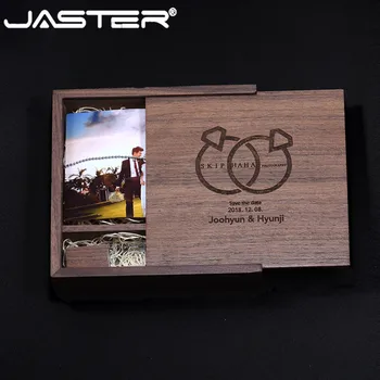 JASTER USB 2.0 Crystal usb +medžio dėžutė, usb flash drive, memory stick pen drive 4GB 8GB 16GB 32GB 64GB u disko dovanos