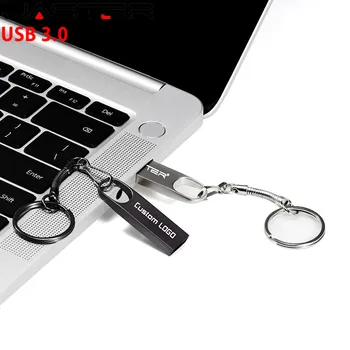 JASTER USB 3.0, metalo USB Flash Drive 64GB 32GB 16GB 8GB 4GB USB Stick Metalinis Tušinukas Ratai Realias galimybes (Per 10vnt Nemokama logo)