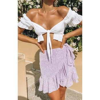 Jastie 2020 metų Vasaros Sijonas Moterims Trumpas Gėlių Spausdinti Sijonai Atsitiktinis Derliaus Pynimas Paplūdimio Sijonas saia Jupe Femme faldas Mini Sijonai