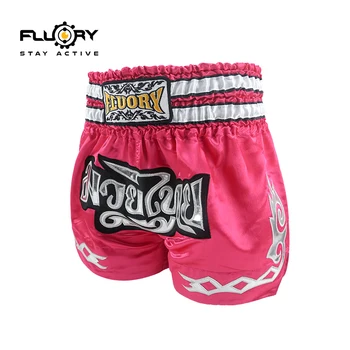 JAUNIMO ir VAIKŲ(mergaičių ir berniukų) fluory Muay Thai šortai išsiuvinėti pleistras kick bokso Šortai mados spalva RAUSVA KOVOTI