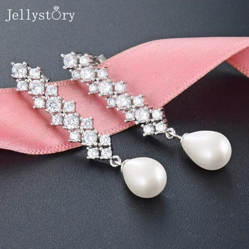 Jellystory 925 sterlingas sidabro madinga auskarai moterims šalis vestuvės vestuvinis papuošalų unikalus ilgai, pearl dizaino earrigns 2021