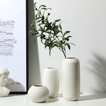 Jingdezhen Brūkšniuotosios Keramikos Vaza Zen Paprastas Gėlių Konteinerių Baltas Vazonas Europos Stiliaus Stalviršio Šiuolaikinių Namų Puošybai