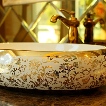 Jingdezhen keraminių vonios kriauklės, meno baseino aukso vynuogių