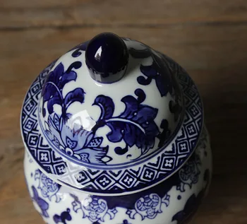 Jingdezhen porceliano rankomis dažyti mėlyna ir balta porceliano bendrojo bakas naujas Kinijos apdaila klasikinės studijų apdaila