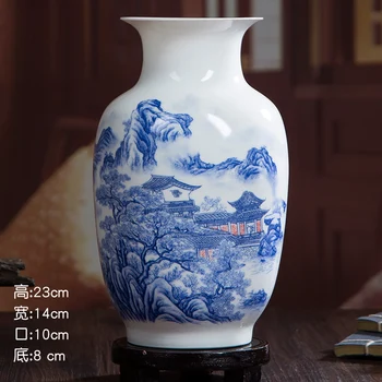 Jingdezhen Tauriosios Keramikos Vaza Išdėstymas Gėlių Namų Puošybai Kambarį Vyno Kabineto Susitarimas Amatai