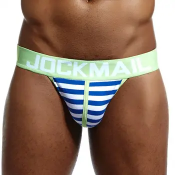 JOCKMAIL Prekės ženklo vyrai bikini Gėjų apatiniai Seksualus dryžuotas string bikini trumpikės cuecas calzoncillos hombre slydimo Medvilnė vyriškos kelnaitės