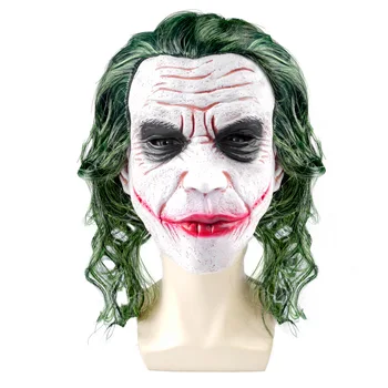 Joker Kaukė Filmą Siaubo Klounas Cosplay Latekso Kaukės su Žalia Plaukų Perukas Baisu Helovinas Kostiumas Šalis Rekvizitai