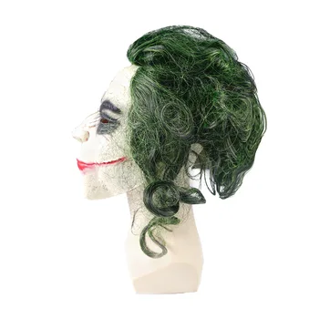 Joker Kaukė Filmą Siaubo Klounas Cosplay Latekso Kaukės su Žalia Plaukų Perukas Baisu Helovinas Kostiumas Šalis Rekvizitai