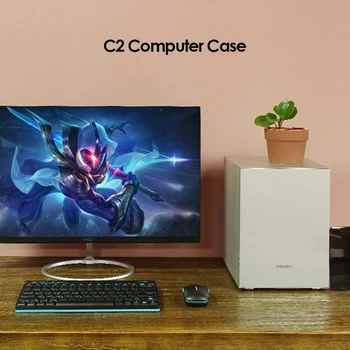 Jonsbo C2 Aliuminio Kompiuterio Atveju Desktop PC Važiuoklės, Mini ITX microATX Paramos 24.5*21.5 CM plokštė/ATX maitinimo/80MM radiato