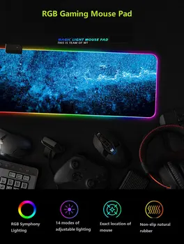 JONSNOW RGB Žaidimų Pelės Padas neslidus RBG Kompiuterio Pelių Didelis Vandeniui Stalas Kilimėlis 7 Tipas Žėrintis LED Kilimėlis