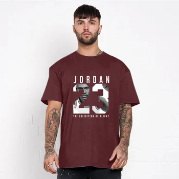 Jordan 23 vyriški T-shirt 2020 metų Vasaros marškinėliai vyriški Laisvalaikio marškinėliai Medvilnės O-Kaklo Anime Juokinga Viršų trumpomis Rankovėmis Hip-Hop marškinėliai XL