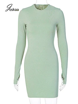 Joskaa Kietas Ilgomis Rankovėmis Bodycon Seksuali Mini Suknelė Rudens Žiemos Moterų Mados Streetwear Komplektus Šalies Klubas Dėvėti 2020 Suknelės