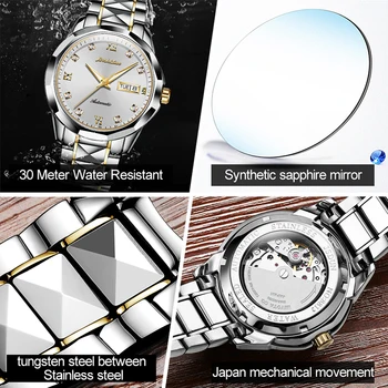 JSDUN Laikrodžių Gamintojas Didmeninės Prabanga Paprasta Volframo Plieno, atsparus Vandeniui Ponios Automatinis Mechaninis laikrodis Relogio Feminino