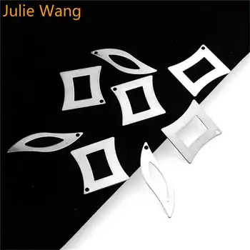 Julie Wang 50PCS Geometrinės Formos Pakabukai Sklandžiai Lapų Nerūdijančio Plieno Žymeklį Karoliai, Auskarai, Apyrankės Juvelyrikos Priėmimo Priedų