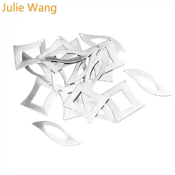 Julie Wang 50PCS Geometrinės Formos Pakabukai Sklandžiai Lapų Nerūdijančio Plieno Žymeklį Karoliai, Auskarai, Apyrankės Juvelyrikos Priėmimo Priedų