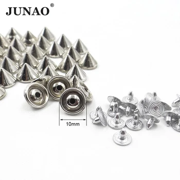 JUNAO 10mm Sidabro Aukso Smeigės ir Šuoliai Punk Dekoratyvinės Kniedės Odos Drabužius 