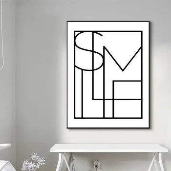 Juoda Balta Abstrakčios Drobės plakatus Minimalistinė Geometrinių Spausdinti Šiaurės Stiliaus Sienos Meno Tapybos Sienos Nuotrauka už Kambarį