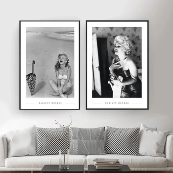 Juoda ir Balta Garsus Modelis Foto Vintage Nuotraukos Meno Tapybos Brigitte Bardot Mariyn Monroe Mados Plakatas Drobė Spausdina Dekoras