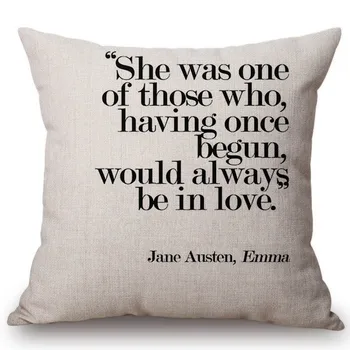 Juoda ir Balta Jane Austen Citata Laiškas Spausdinti Glausta Šiaurės Sofa-lova, Kėdės Pagalvėlė Atveju Medvilnės Skalbiniai, Pagalvės Padengti Namų Dekoro