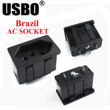 Juoda įterptųjų pramonės lizdo Brazilijos standartas Keitiklio išėjimo lizdas 250V 15A universalus elektros maitinimo lizdas