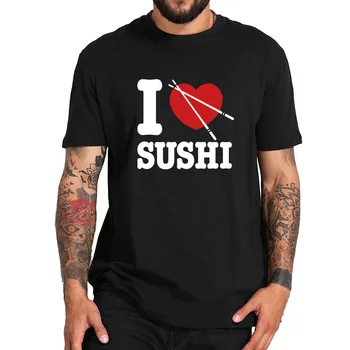 Juokinga Marškinėlius I Love Sushi Trumpas Rankovės Marškinėliai Raidžių Skaičius Print T-shirt Vyrai Medvilnės Minkštas Purus Suaugusiųjų Humoro Tee Marškinėliai Vyrams