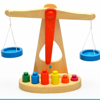 Juokinga, Medinės Pusiausvyros Skalės Su 6 Svoriai Žaislas Montessori Svėrimo Skalės Sensorinėmis Anksti Švietimo Žaidimas, Dovanos Vaikams