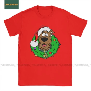 Juokinga Scooby Doo Kalėdų T-Marškinėliai Vyrams, Medvilnės T Shirts Paslaptis Mašina Animacinių Filmų Shaggy Daphne Šuo Komiksų Trumpas Rankovės Trišakius Dovanų