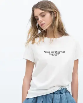Juokingas Laiškas Išspausdintas T Marškinėliai Atsitiktinis Medvilnės Tees Aukštos Kokybės Crewneck Hipster Viršūnes Tumblr Menas Yra Būdas Išgyventi T-Shirt