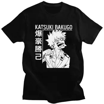 Juokingi vyriški Katsuki Bakugo Boku No Herojus akademinės bendruomenės T-Shirt Medvilnės Anime Tee Marškinėliai trumpomis Rankovėmis Manga Visi Gali Marškinėlius Merch Viršūnės