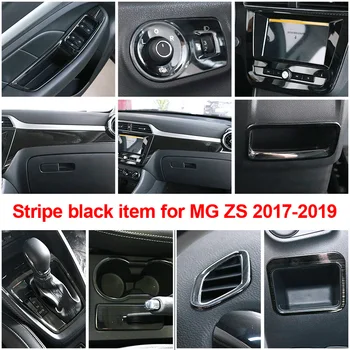 Juostele, juoda detalės, MG ZS 2017-2019 Vidaus apdailos įrankius skydelis Centrinės kontrolės stiklo jungiklis Dekoratyvinis rėmelis Nerūdijančio plieno