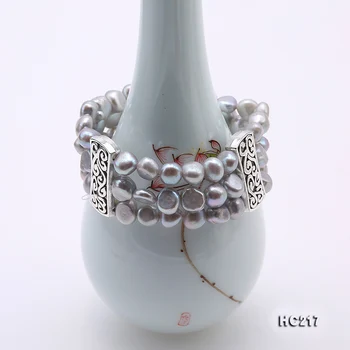 JYX Spalvinga gamtos perlų apyrankė 3 kryptis 8.5-9mm elastinga reguliuojamas mados perlų apyrankė 7