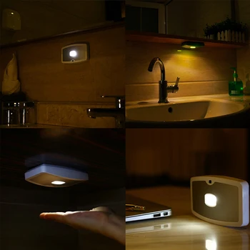 Kabineto Lempa LED Naktį, Šviesos, Judesio Jutiklis Kūno Indukcijos Išskirtinį Belaidžio 3 AAA baterija