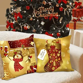 Kalėdų Dekoratyvinis Užvalkalas Padengti Sofa Poliesteris Mesti Pagalvės Užvalkalas Apima Namų Dekoro Geltonos Spalvos Pagalvėlės Dangtis Derliaus