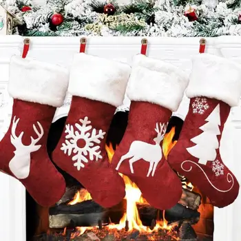 Kalėdų Kojinės Raudonos Elnių, Briedžių Snaigės Spausdinti Kojinės Vaikams Dovanas Kalėdų Medžio Apdaila Pakabukas Namų Dekoro