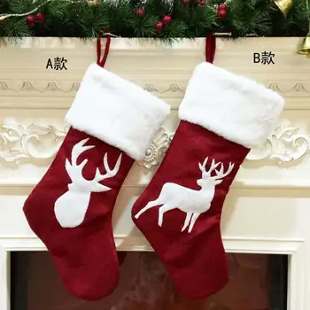 Kalėdų Kojinės Raudonos Elnių, Briedžių Snaigės Spausdinti Kojinės Vaikams Dovanas Kalėdų Medžio Apdaila Pakabukas Namų Dekoro