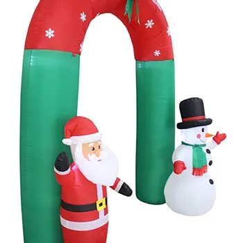 Kalėdų pripučiamų Kalėdų Senelis ir sniego arka su laivapriekio aukštas šviesos meno apdailos, sodo kieme Scenos rekvizitai